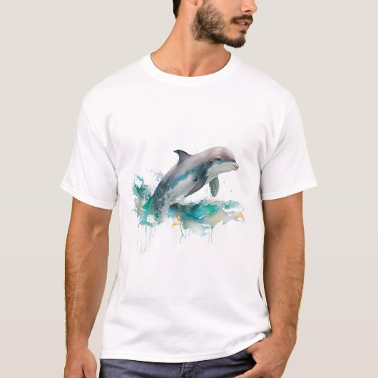 イルカのジャンピングテーマ ギフトアイデア Tシャツ (正面)