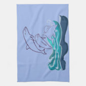 イルカのジャンプ波茶タオル40.6 cm x 61 cm キッチンタオル (縦)