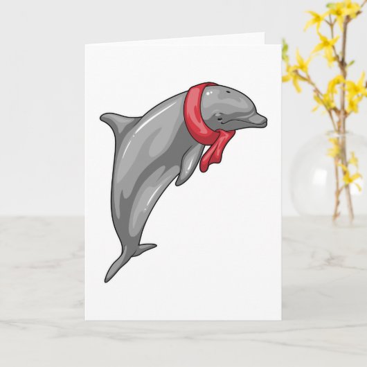 イルカのスカーフ カード (黄色い花)