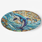 イルカのステンドグラス ペーパープレート (アングル)