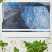 イルカのタオル跳躍 キッチンタオル (折り畳み)