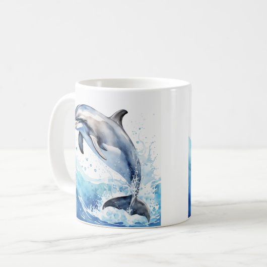 イルカのデザインを乗せたコーヒーマグ コーヒーマグカップ (正面左)
