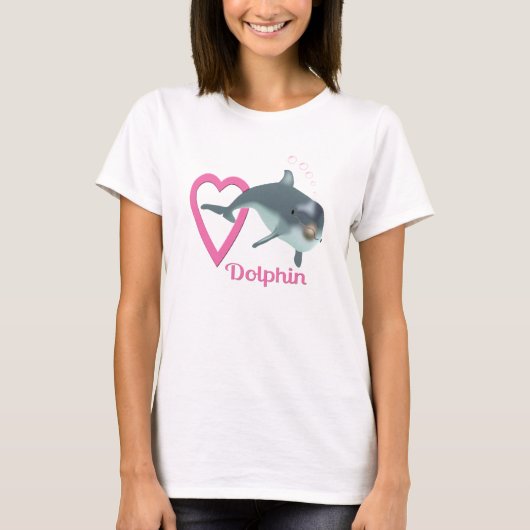 イルカのハートおよび愛Tシャツ Tシャツ (正面)