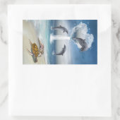 イルカのハートシール 長方形シール (バッグ)