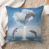 イルカのハート クッション (ブランケット)