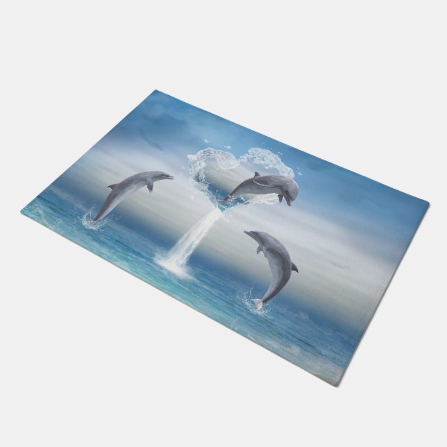 イルカのハート ドアマット (アングル)