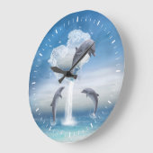 イルカのハート ラージ壁時計 (傾斜)