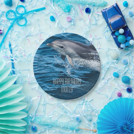 イルカのパーソナライズな誕生会をはねかけること ペーパープレート (パーティー)