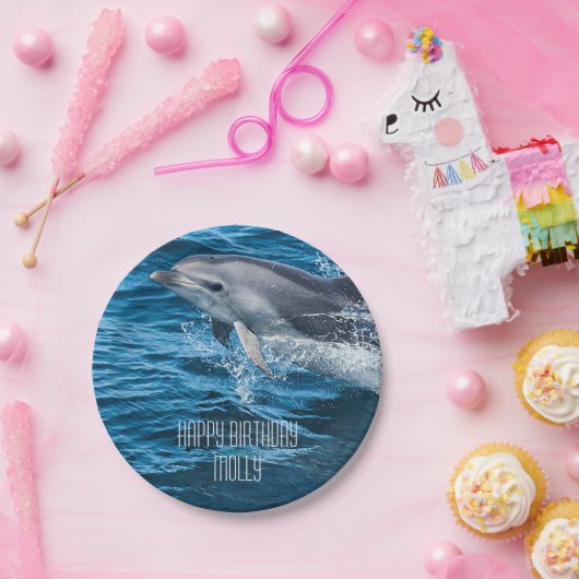 イルカのパーソナライズな誕生会をはねかけること ペーパープレート (パーティー)