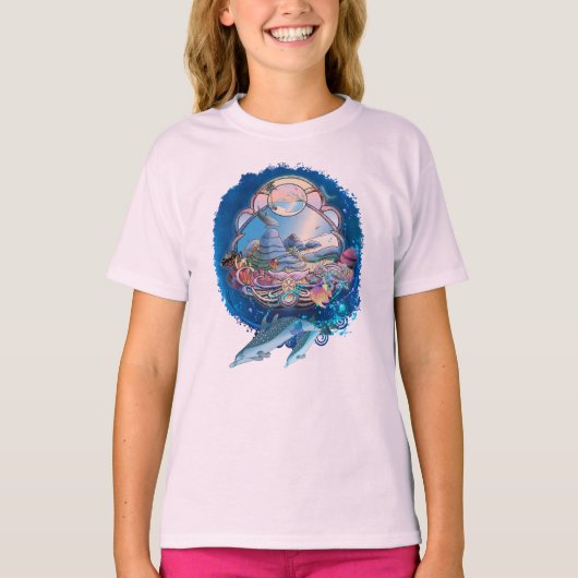 イルカのビーチパラダイス Tシャツ (正面)