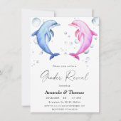 イルカのピンクまたは青の性別の表示 招待状 (正面)