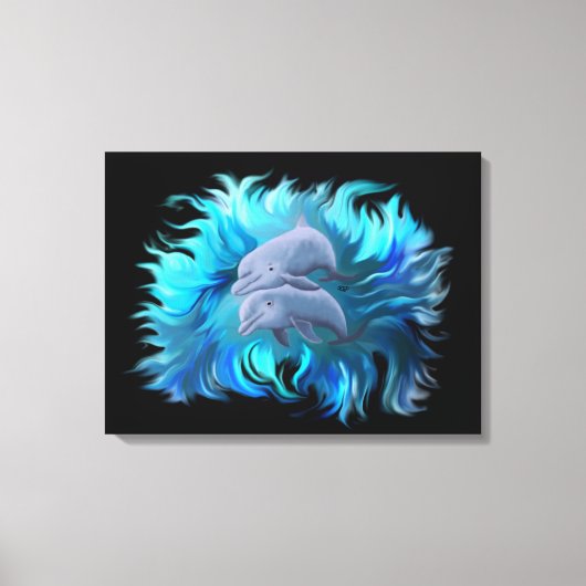 イルカのペア キャンバスプリント (正面)