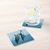 イルカのペア スクエアペーパーコースター (インサイチュ)
