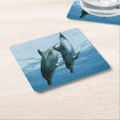 イルカのペア スクエアペーパーコースター (アングル)