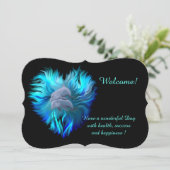 イルカのペア、テキストの追加招待状 招待状 (スタンド正面)