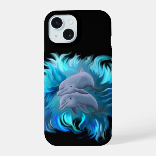 イルカのペア iPhone 15ケース (裏面)