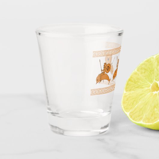 イルカの古代ギリシャの陶芸芸術に乗るホプライト ショットグラス (左)