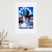 イルカの噴水で泳ぐ ポスター (キッチン)