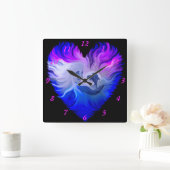 イルカの姿を見た女性 スクエア壁時計 (ホーム)