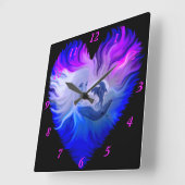 イルカの姿を見た女性 スクエア壁時計 (傾斜)