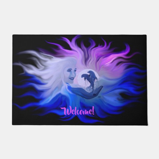 イルカの姿を見た女性 ドアマット (正面)