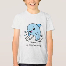 イルカの子供服Tシャツ Just Keep Swimming – かわいいオーシャン トライブレンドＴシャツ