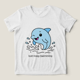 イルカの子供服Tシャツ Just Keep Swimming – かわいいオーシャン トライブレンドTシャツ