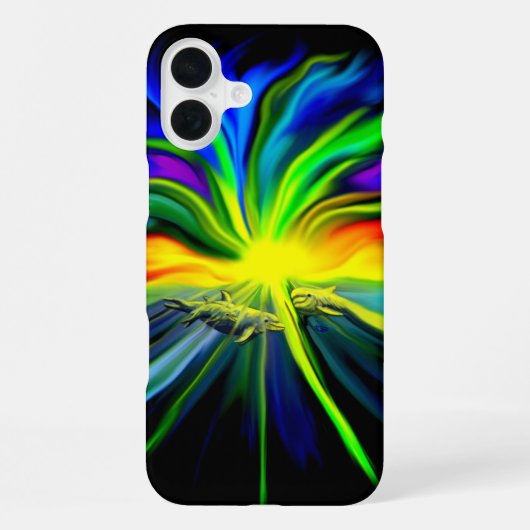 イルカの家族と日差し iPhoneケース (裏面)