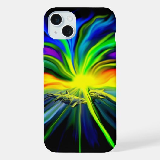 イルカの家族と日差し iPhoneケース (裏面)