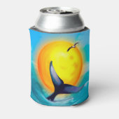 イルカの尾と鳥の夕暮れ 缶クーラー (缶裏面)