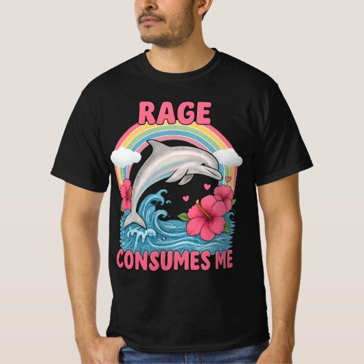 イルカの怒りが私を飲み込む ミーム Tシャツ (正面)