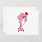 イルカの愛ハート ポストカード (正面/裏面)