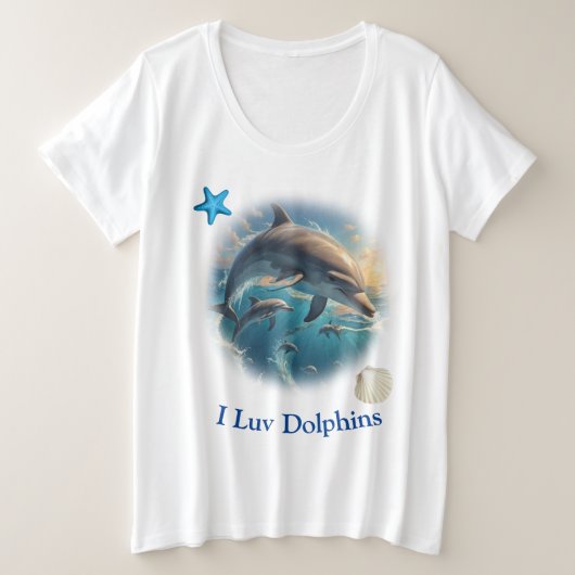 イルカの愛 プラスサイズTシャツ (デザイン正面)
