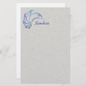 イルカの抽象美術のダンス 便箋 (正面/裏面)