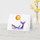 イルカの挨拶状 カード (黄色い花)