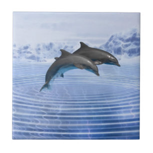 イルカの明白に青い海 タイル