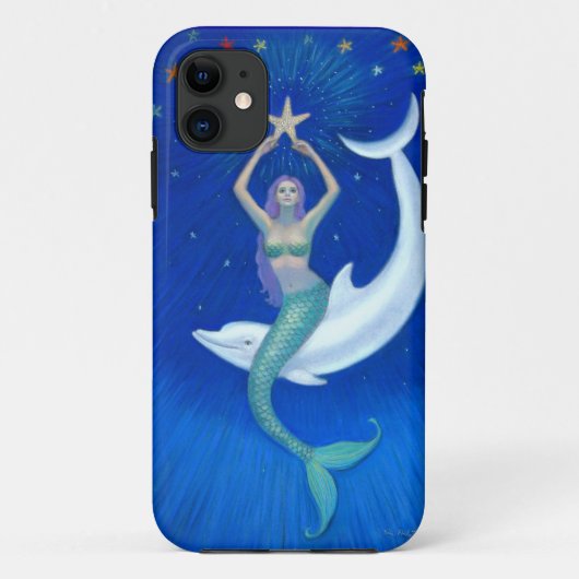 イルカの月の人魚のファンタジーの芸術のiPhone 5の場合 Case-Mate iPhoneケース (裏面)