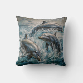 イルカの水の絵を描色 クッション