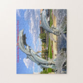 イルカの水像デンバー。クリスマスの挨拶 ジグソーパズル (縦)