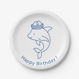 イルカの水兵さん お誕生日おめでとう ペーパープレート