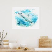 イルカの水彩画 ポスター (キッチン)