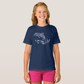 イルカの水泳の海の海の創造物のノベルティのTシャツ Tシャツ (正面フル)