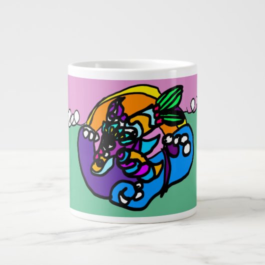 イルカの波 ジャンボコーヒーマグカップ (正面)