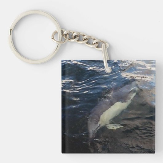 イルカの泳ぐ海の野生生物 キーホルダー (正面)
