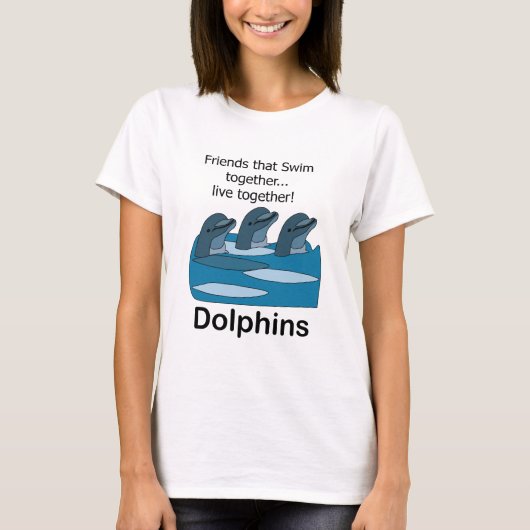 イルカの海洋哺乳類の友情 Tシャツ (正面)