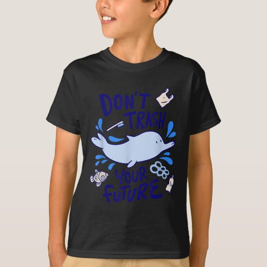 イルカの海 環境保護 気候変動 Tシャツ (正面)