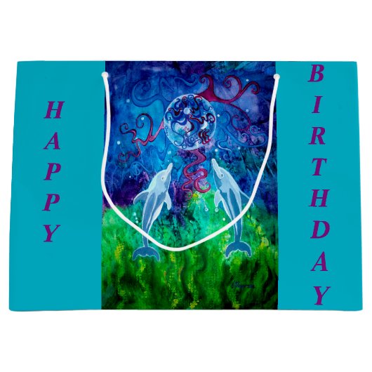 イルカの熟視のギフトバッグ ラージペーパーバッグ (正面)