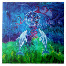 イルカの熟視のセラミックタイル