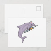 イルカの看護師が注射器を持って ポストカード (正面/裏面)