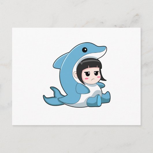 イルカの着ぐるみを着た子供 ポストカード (正面)